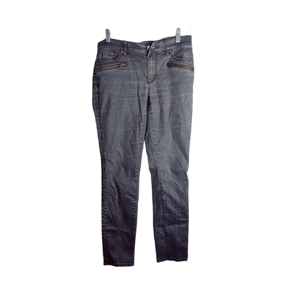 Ann Taylor Loft Womens‎ Size 6 Faded Black Moto Stretchy Skinny Denim Jeans